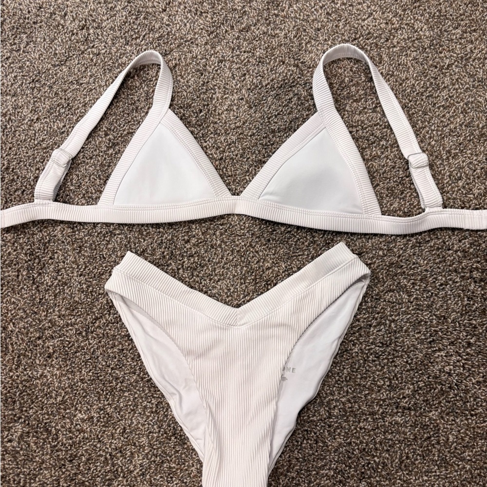 Minimalist White Bikini with Triangle Top and Cheeky Bottom
